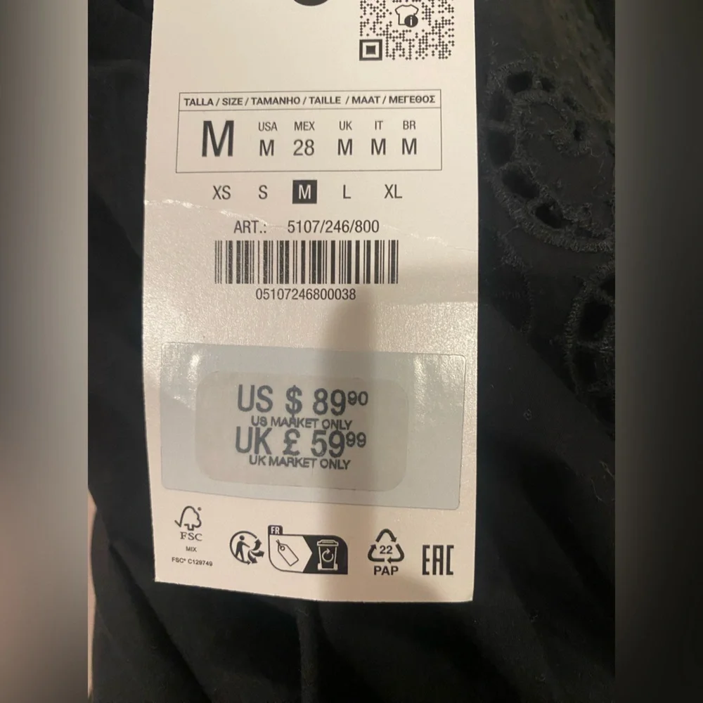 Zara Black Eyelet Trim Poplin Maxi Dress - Picture 7 of 9